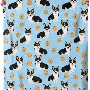 Playful Corgi Cookie Blanket, Plush Soft Lightweight Warm Cozy Flannel...
