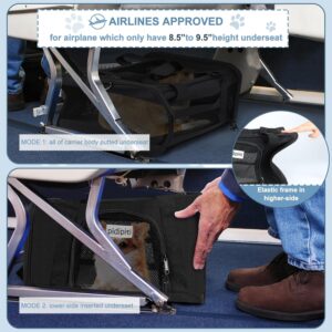 17 x 12 x 8.5 TSA Approved pet Carrier for Extra-Small Dog Under 6-8 lbs and Small cat Under 8-10 lbs,10.5” Higher Side with Elastic Frame to Putted underseat for jetblue Airlines.