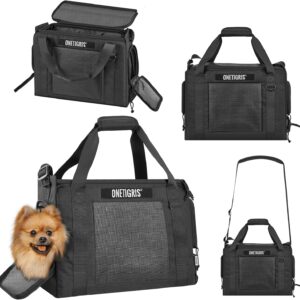 Onetigris Portable Pet Carrier for Small Puppy Dog and Cat, Multi Carry Way Soft Sided Carrier, Lightweight Adjustable Travel Pet Carrier for Outdoor Walking, Vet Visit, Camping, Up to 6lbs