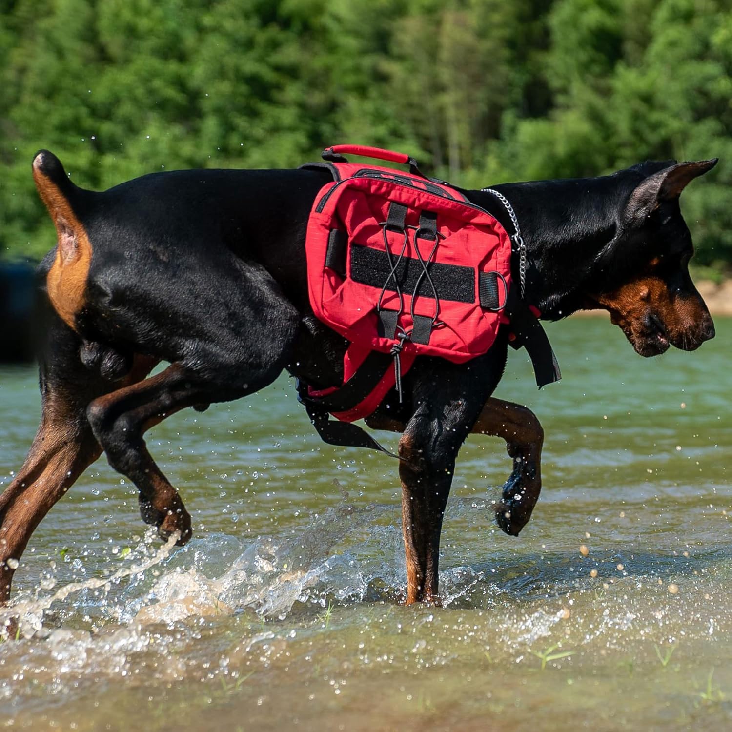 Large Dog Backpack, Outdoor Hound Saddle Bag Dog Pack with Side Pockets for Small Medium Large Dogs, Adjustable Tactical Dog Pack for Hiking, Travel, Camping, Training Red M - Image 8