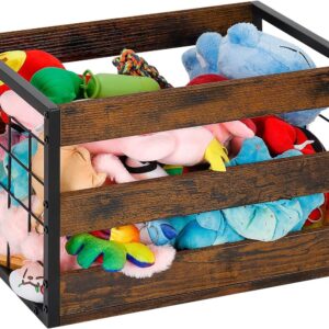 CADUKE Dog Toy Basket, Large Dog Toy Storage Bin for Pet, Metal Dog Toy Box with Handle, Chew-Proof Dog Stuff Organizer for Puppy Leash, Food, Accessories