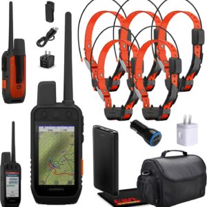 Garmin Alpha 300i Handheld Advanced Dogs Tracking & Training System with inReach Technology Bundle with 5X Garmin Dog Collars Alpha TT25 Tracker & Training Collar with GPS Field Bag + Accessories