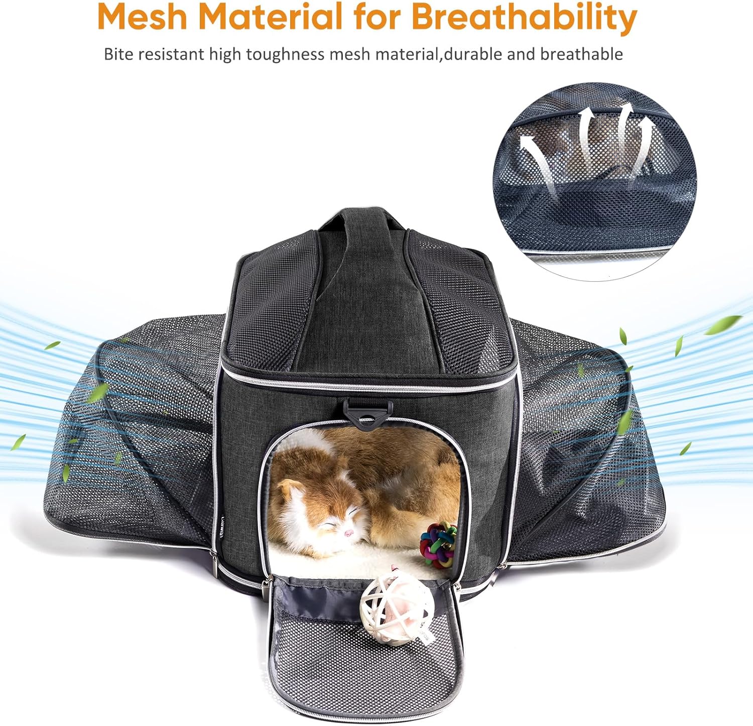 Large Cat Carrier Soft for 2 Cats, Pet Carrier for Small Dogs, Collapsible Cat Travel Carrier for Large Cats 20 lbs, Double Cat Transport Carrier Soft - Image 3