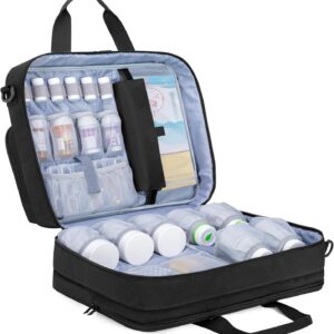 Trunab Large Lockable Prescription Bottle Organizer, 15.6" Laptop Briefcase, Securely Medicine Storage Bag, for Travel, Business, Home Visit (with TSA-Accepted Lock)