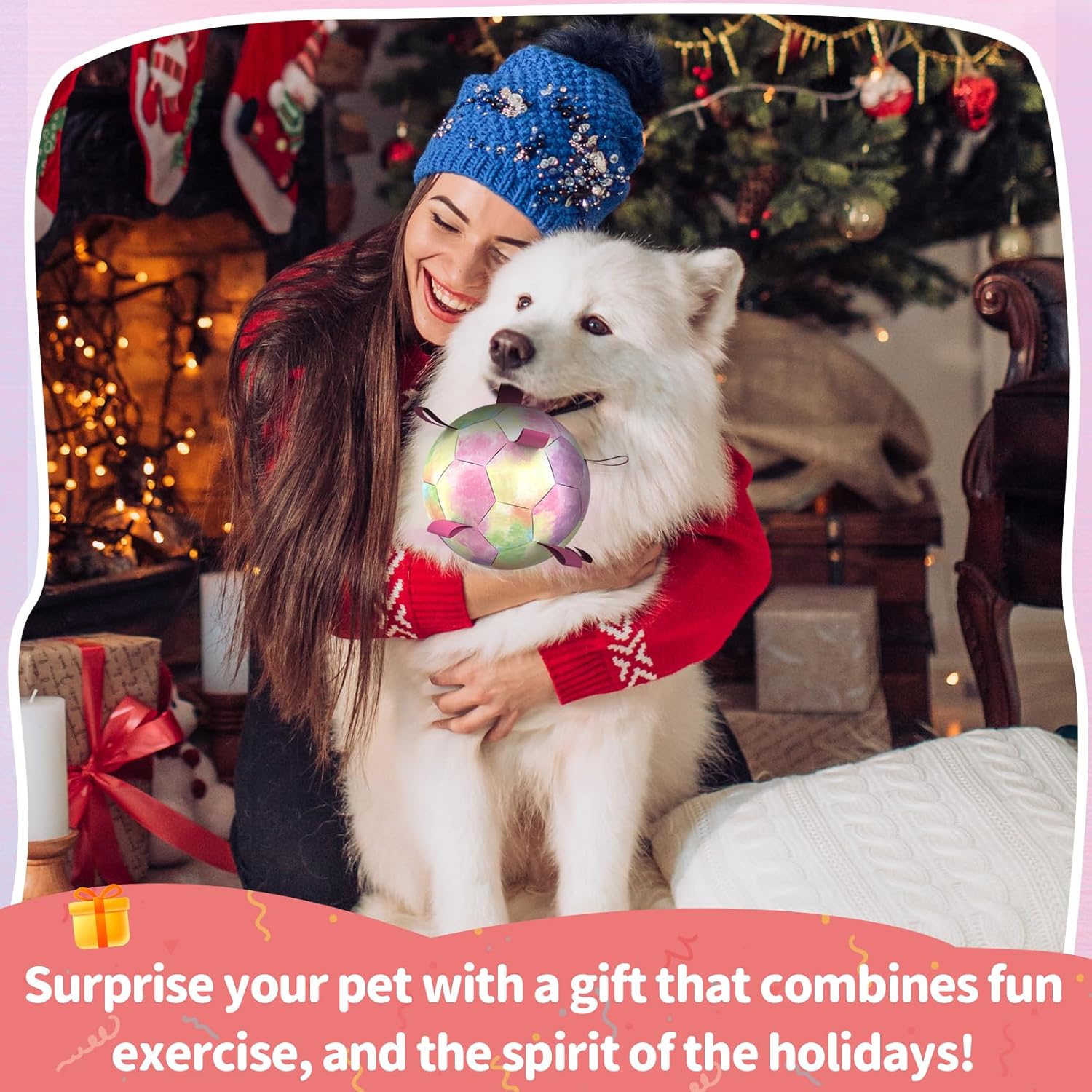 QDAN Premium Dog Toys Soccer Ball with Straps, Puppy Balls for Small Medium Dogs, Dog Water Toys Pool Toys, Puppy Dogs Pet Birthday Gifts, Rainbow(6 Inch) - Image 8