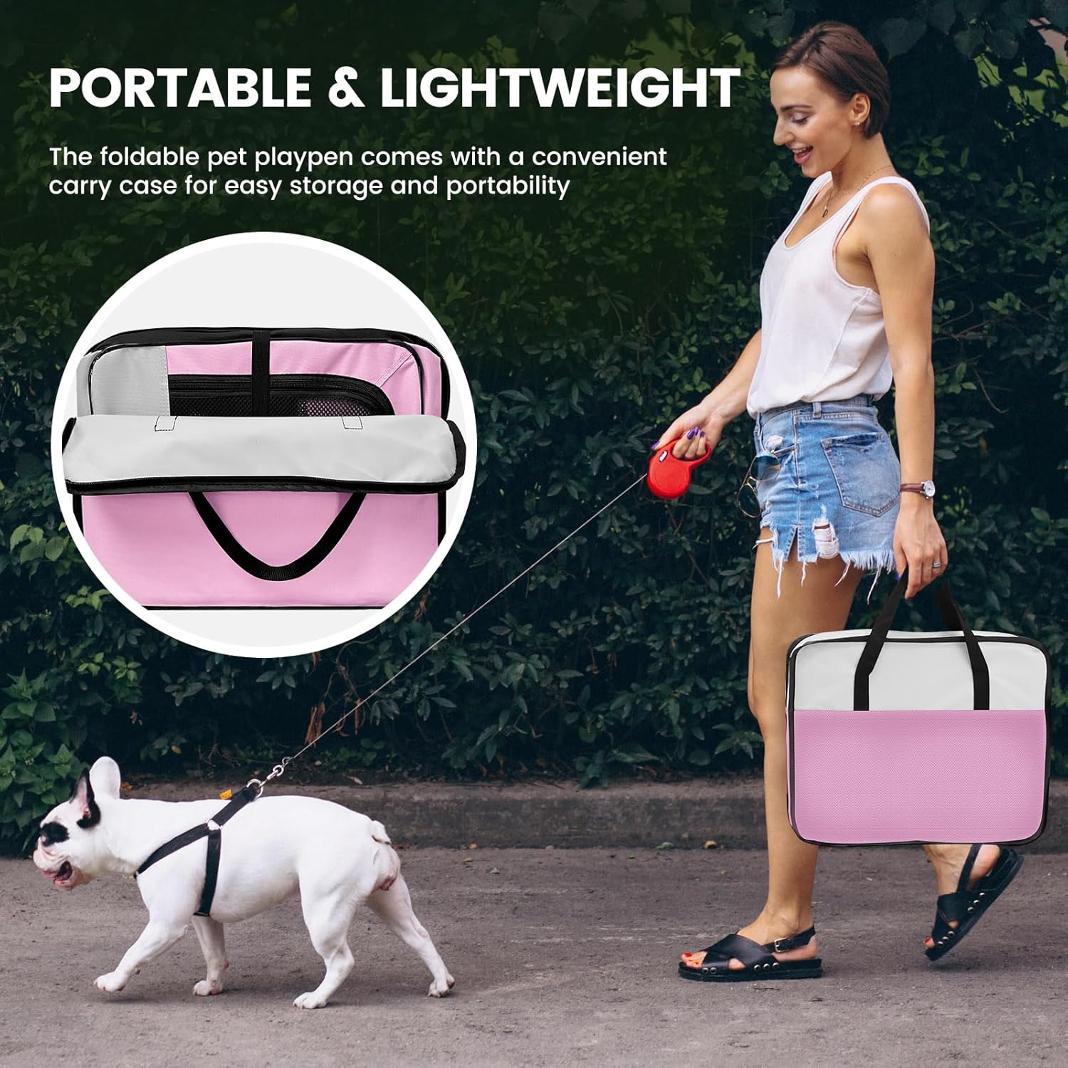 X-ZONE PET Dog Playpen Portable Pet Play Pens for Puppies, Cat, Rabbit, Chicks, Foldable Exercise Play Tent Kennel Crate, Indoor/Outdoor Travel Camping Pink Medium - Image 6