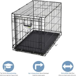 MidWest Homes for Pets Medium Ovation Single Door Folding Dog Crate, 30-Inches, Space-Saving Patented Up & Away Door, Leak-Proof Pan, Divider Panel, Black