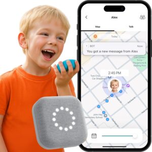 BoT Talk GPS Tracker for Kids - AI-Powered GPS Tracker with Audio, Real-Time Tracking, 2-Way Talk & Alerts - Compact Kids Tracking Device with Monthly Subscription - Designed in Japan
