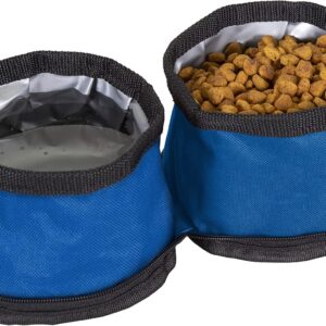 Stansport Collapsible Dog Bowl - Double, Blue