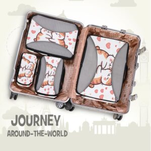 Packing Cubes for Travel 4 Set Cat Cute Pet Luggage Set Suitcase Organizer Bags Mesh Accessories Storage Pouch Toiletry Packing Cubes