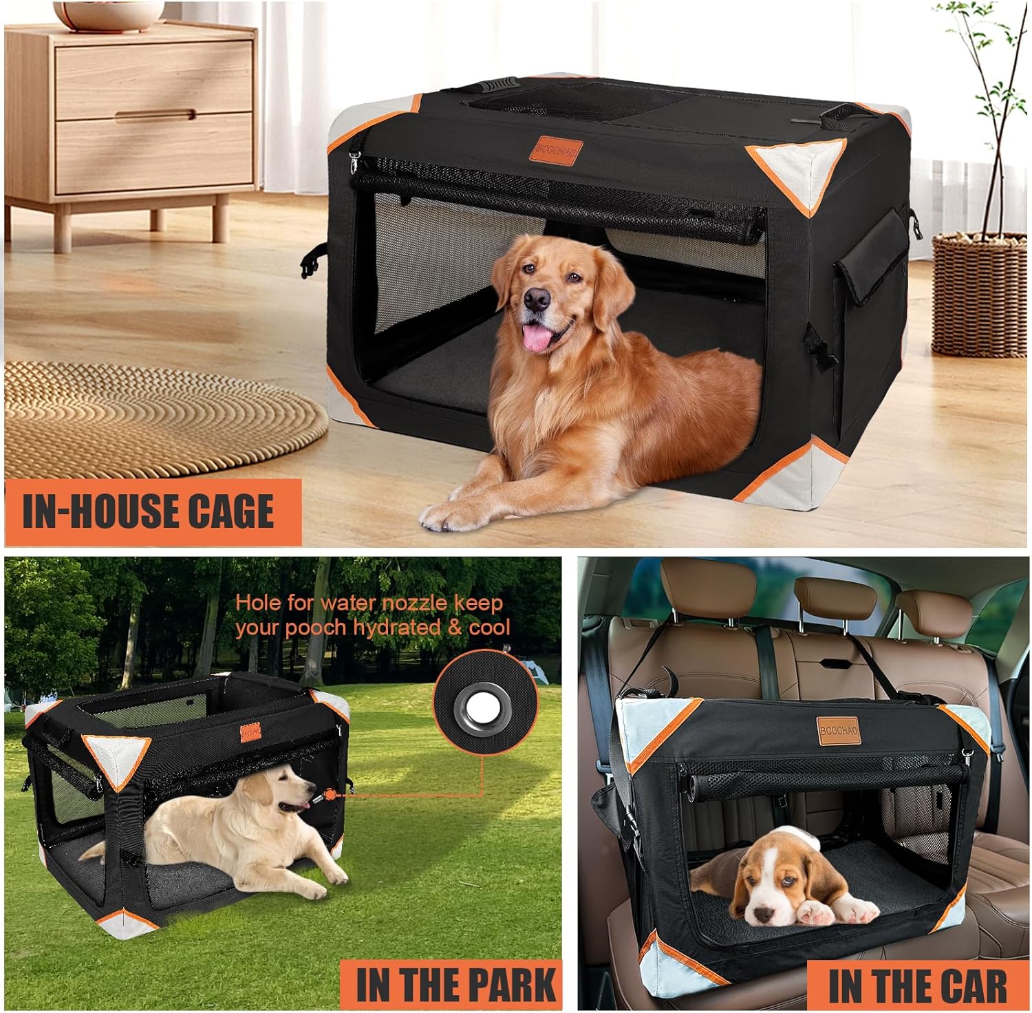Collapsible Dog Crate-Portable Dog Crates for Small Medium Dogs,4-Door Portable Pet Travel Crate,Sturdy/Breathable/Comfortable,Indoor & Outdoor & Car Back Seat;Soft Dog Blanket - Image 2