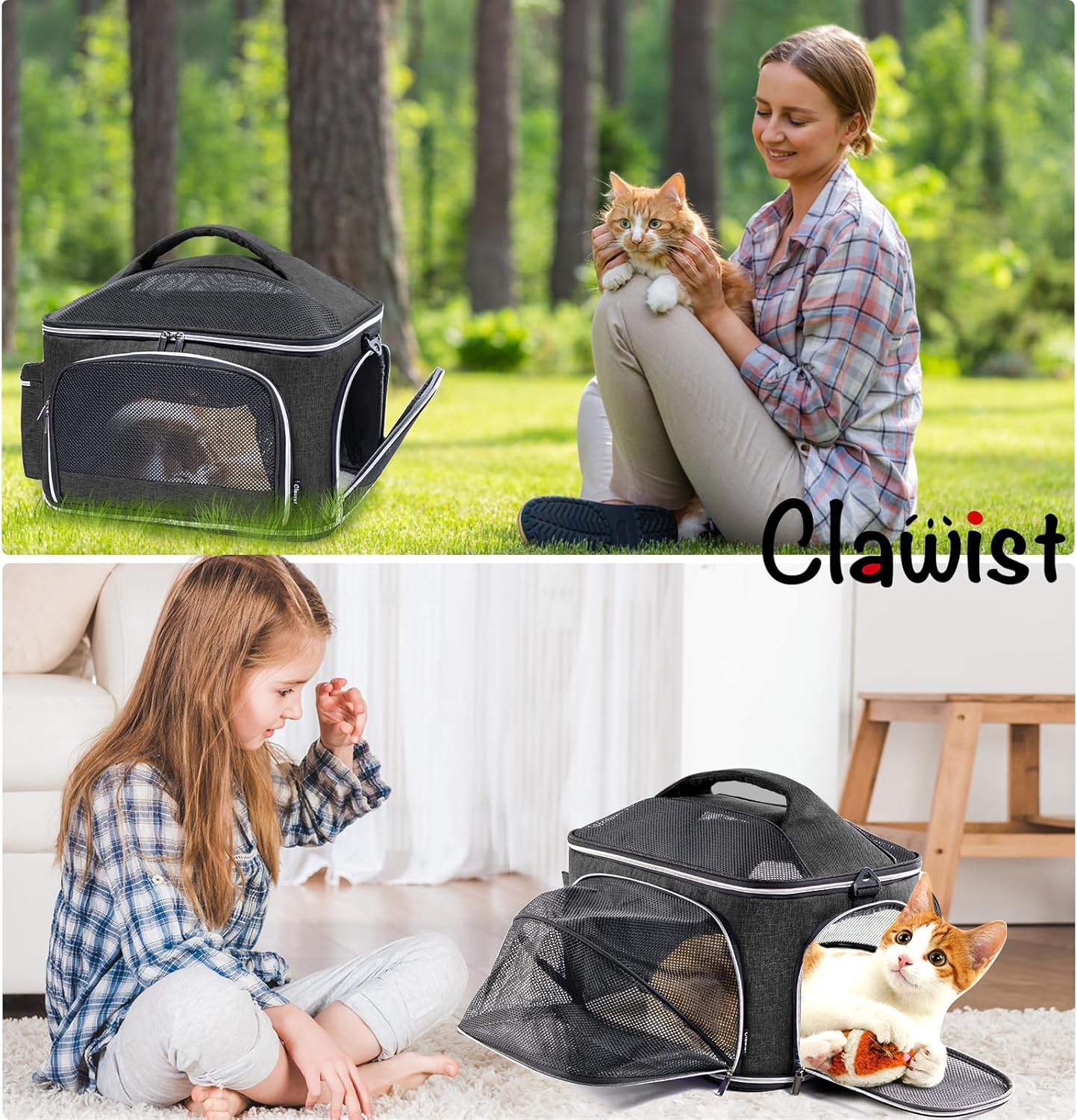 Large Cat Carrier Soft for 2 Cats, Pet Carrier for Small Dogs, Collapsible Cat Travel Carrier for Large Cats 20 lbs, Double Cat Transport Carrier Soft - Image 8