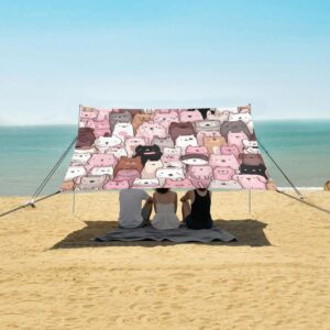 ALAZA Cat Dog Puppy & Cats Kitten Beach Tent Sun Shelter UPF50+ Protection Beach Shade Canopy w/ 4 Sandbags for Outdoor Camping, Fishing, Backyard Fun, Picnic, 10x9 ft