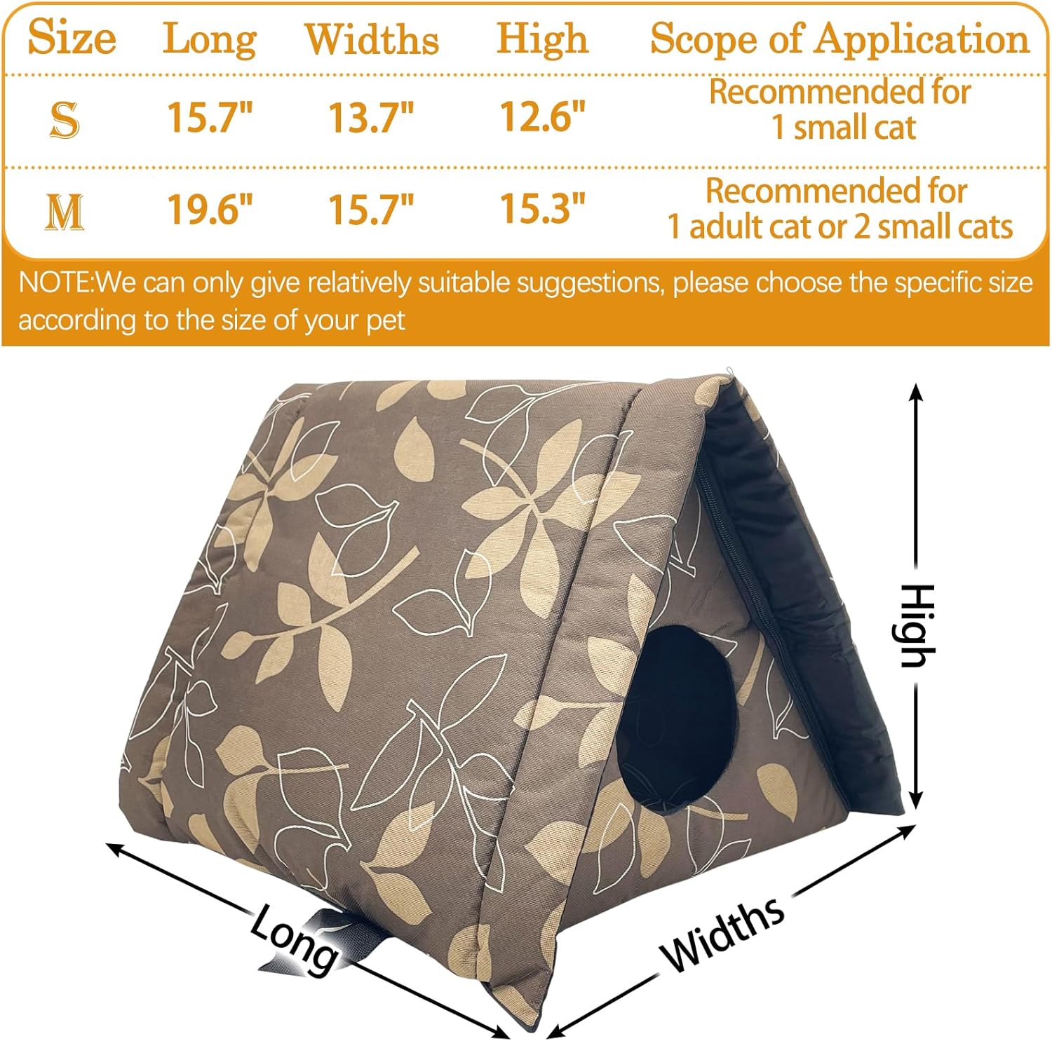 Fhiny Stray Cats Shelter, Waterproof Outdoor Cat House Foldable Warm Pet Cave for Winter Wild Animal Tent Bed Anti-Slip Kitten Cave for Feral Cat Dog Puppy Weatherproof (M, Brown) - Image 6