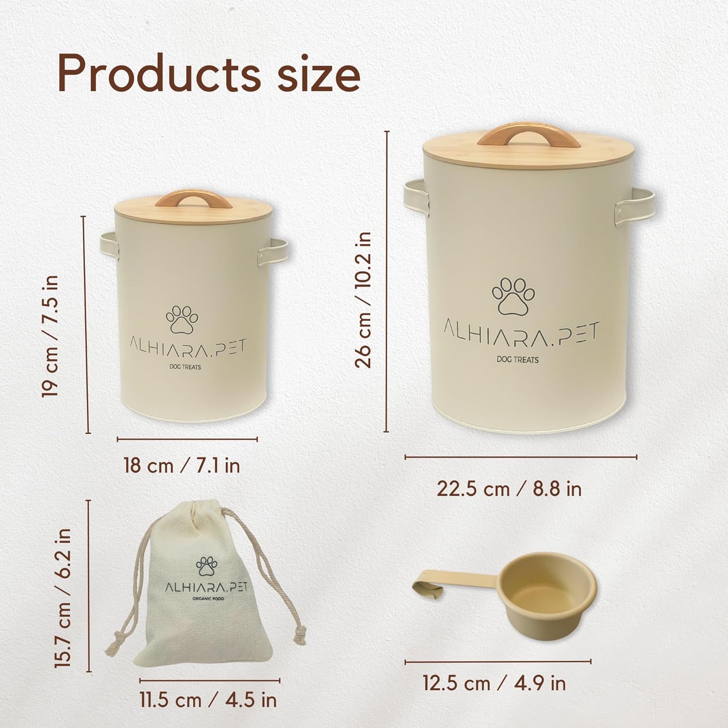 Dog Food Container & Dog Treat Container – Airtight Metal Canisters with Bamboo Lid & Scoop – Holds Up to 24 Cups of Kibble, Biscuits & Snacks – Decorative Farmhouse Storage - Image 3