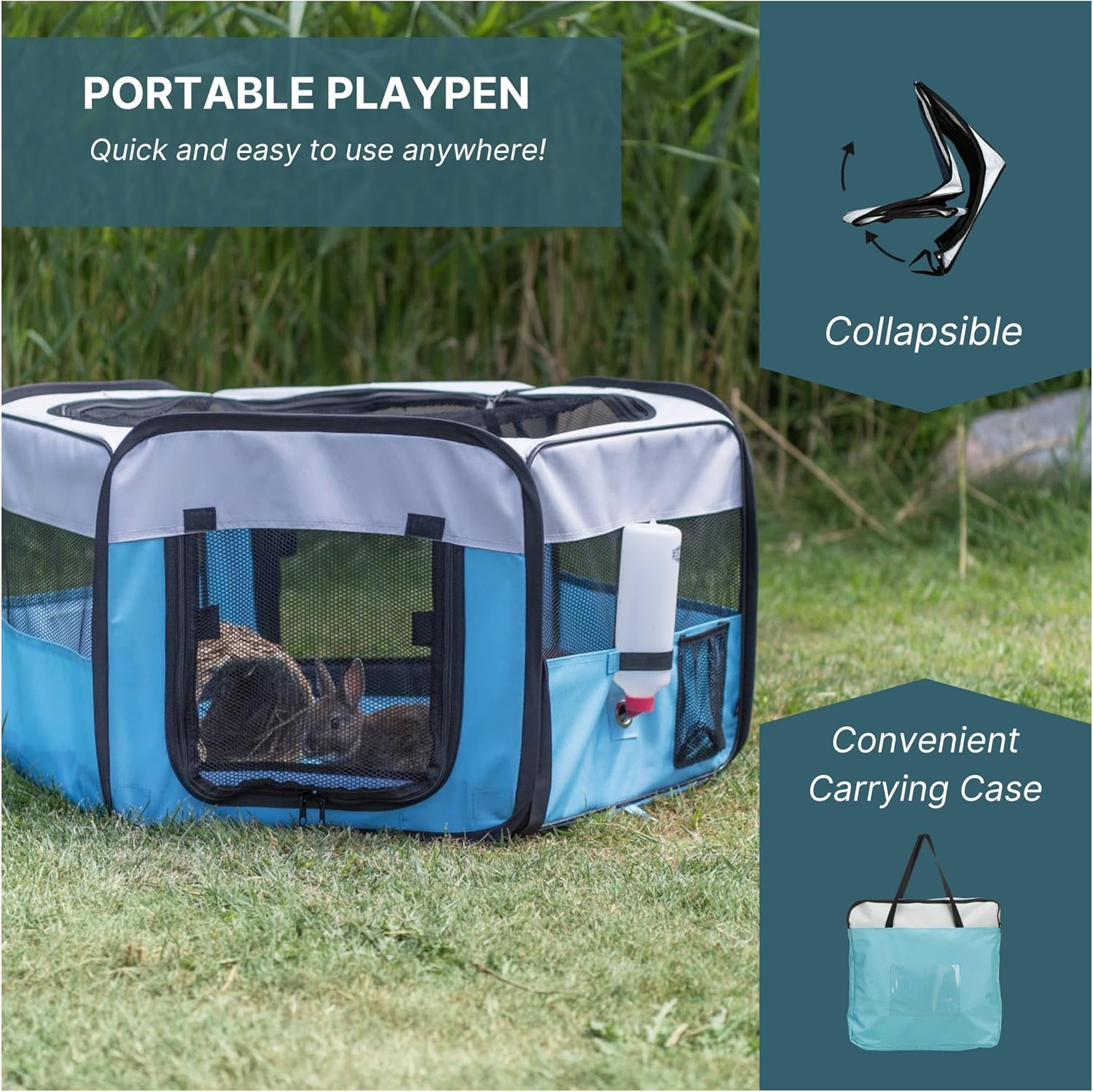 TRIXIE Soft Sided Mobile Playpen for Small Animals, Foldable and Portable, Ideal for Dogs, Rabbits, Cats, Large - Image 5