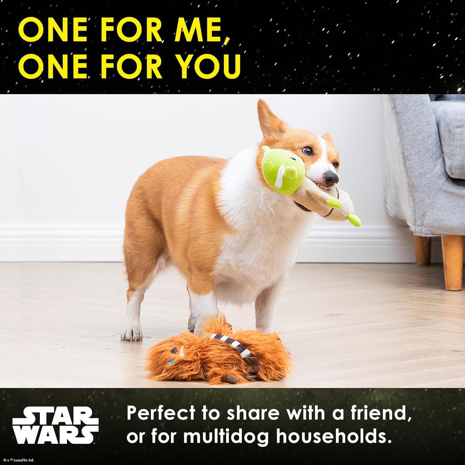 STAR WARS for Pets 2piece Multipack Dog Toys, YODA and Chewbacca Bobo Style Dog Toys Plush Toys Fabric Plush Dog Toy, Squeaky - Image 4