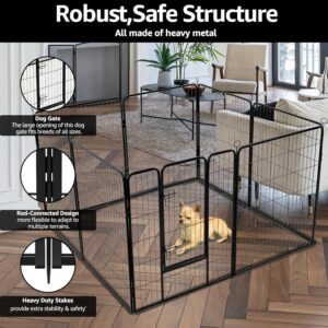 PJYuCien Dog Playpen Plus Storage Bag, 24″ H 8 Panels Puppy Pen with Square Bottom, Heavy Duty Dog Fence for Puppies/Small Dogs