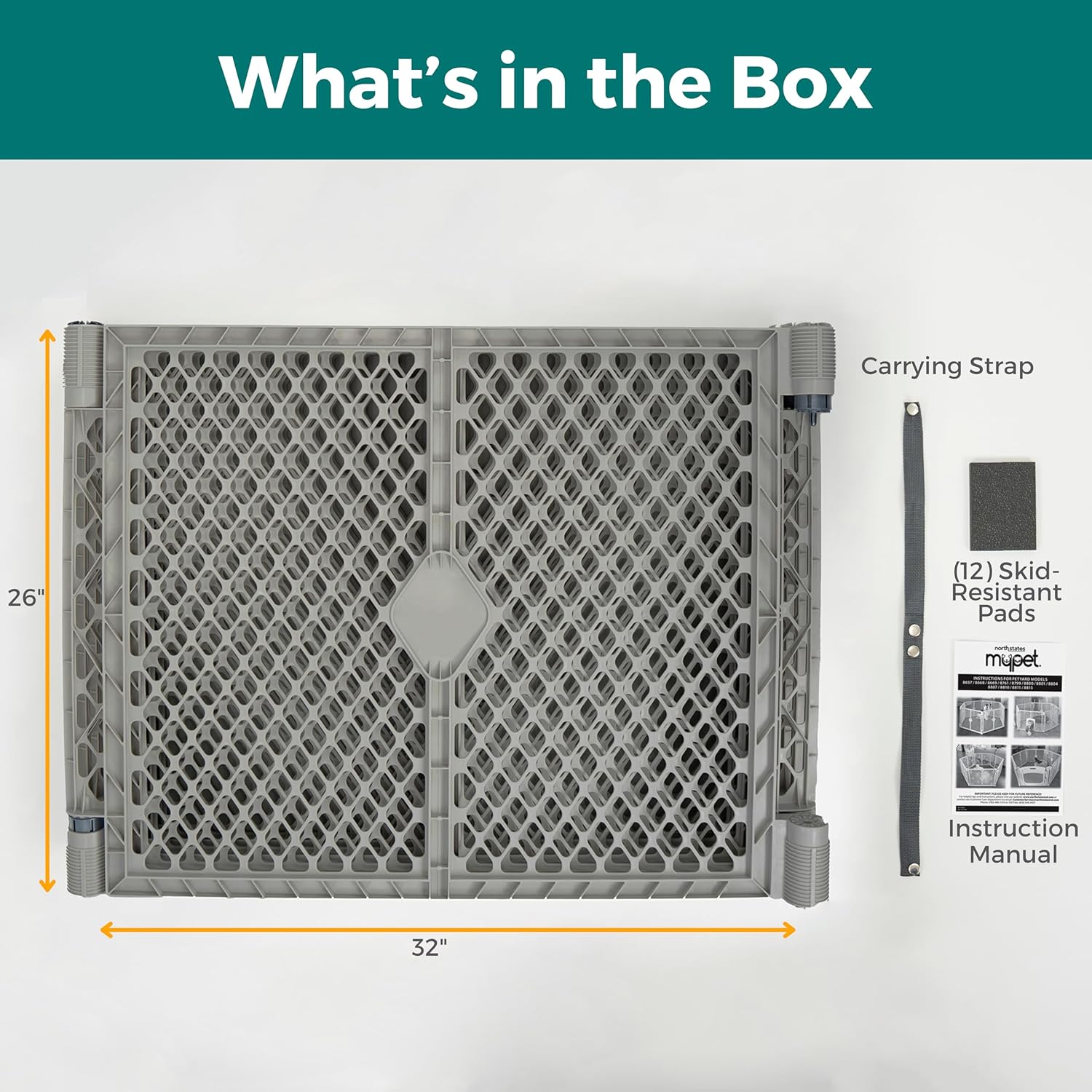 MyPet Petyard: 5.5 Ft. Wide Customizable Folding Dog Playpen Indoor/Outdoor. Made in USA. 6-Panel Puppy Playpen. Freestanding Play Pen Dog Gate 26" Tall, Fieldstone - Image 8