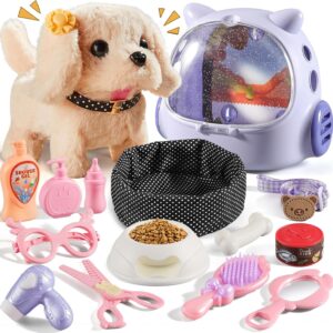 16 Pcs Robot Dog Toys for Girls, Toys for 3 4 5 6 7 8 Year Old Girls Kids Boys, Realistic Robot Puppy Toys for 5-7 6-8, Ideas Birthday Gifts for Girl 3 4 5 6 Year Old