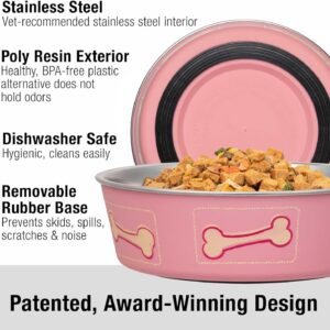 Loving Pets Bella Dog Bowls- Stainless Steel Dog & Cat Bowls – Spill Proof Dog Food Bowl, Cat Bowl, Puppy Essentials & Pet Supplies Great for Home & Travel (Small 10-20 lbs, Coastal Pink)