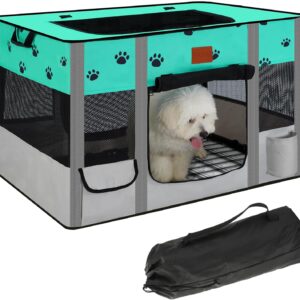 Portable Dog Playpen,Cat Playpen Pet Delivery Room,Portable Kennel Tent Game Pens Suitable for All Medium/Small Pets Metal Dog Crate,with Dog Pee Pad Carring Bag for Indoor/Outdoor Travel