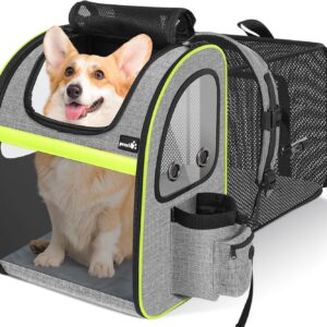 Pecute Pet Carrier Backpack, Large Cat Carrier Backpack Hold Up to 22 Lbs, Expandable cat Backpack with Breathable Mesh for Medium Dogs Cats, or 2 Small Pets, Dog Backpack Carrier for Travel Hiking