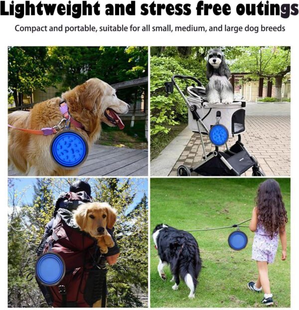 Pet Blue Collapsible Bowl Double Set - Slow Feeder Anti-Choke Bowl + Outdoor Portable,Foldable Dog Drinking,Slow Speed,Food&Dog pet Folding,Convenient,Foldable （Blue） - Image 8