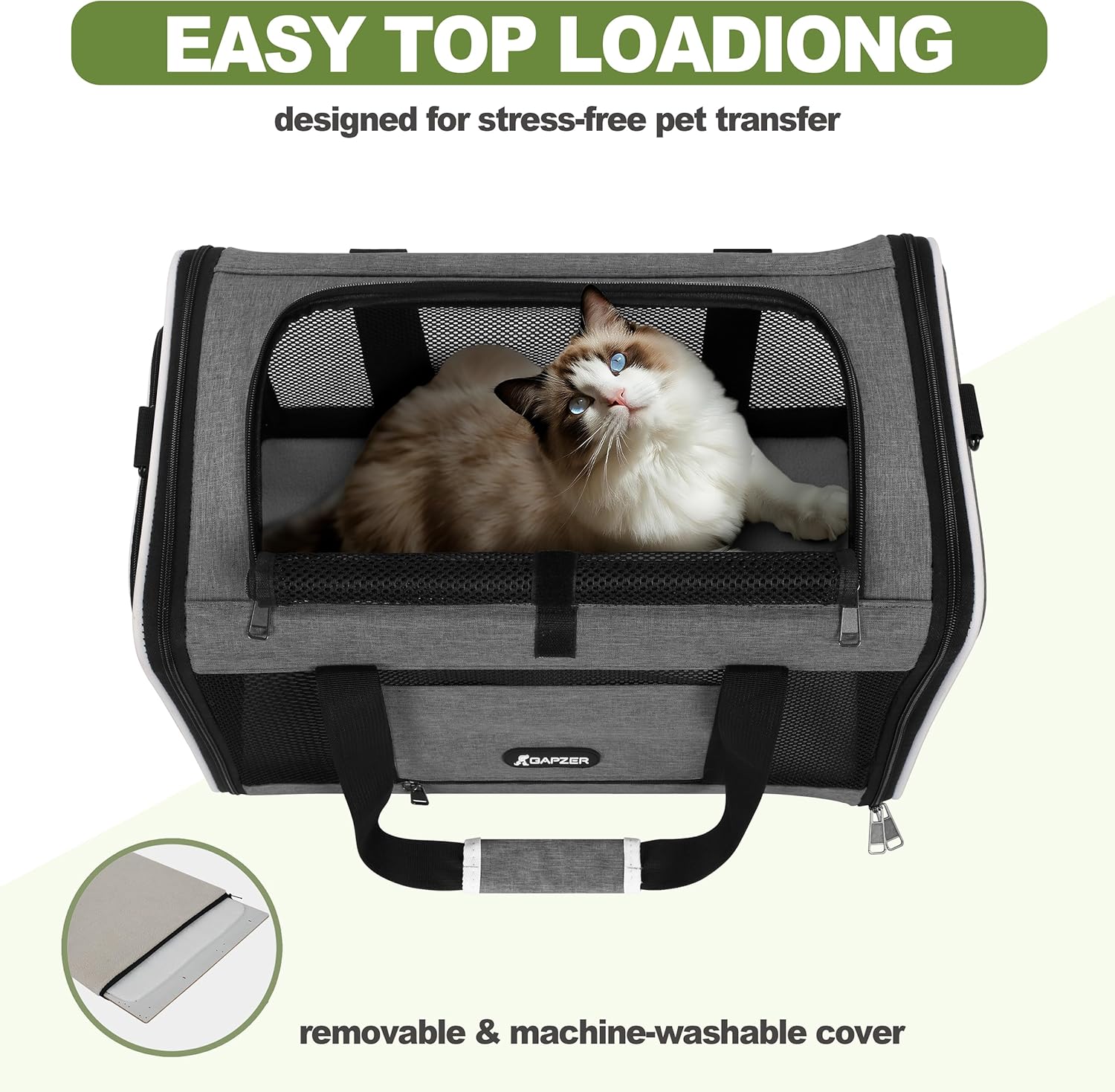 Cat Carrier 18x11x11 Top Load Soft Pet Travel Bag Over 15 lbs, Collapsible Small Dog Puppy Crate 10 Pounds, Small Animal Rabbit Kennel Carrying Case, Kitten Mesh Cage Medium Cat Under 25 Grey - Image 6