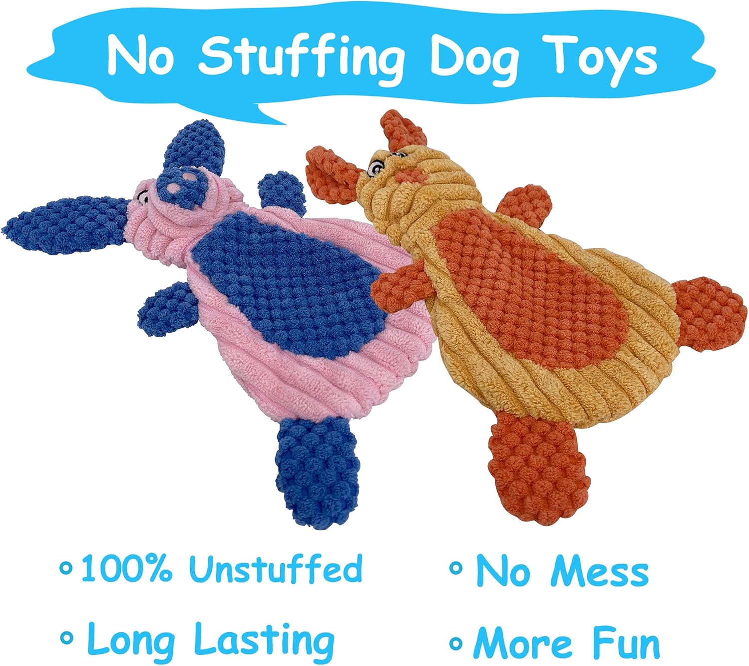 Comtim 2 Pack Durable Dog Chew Toys, Unstuffed Squeaky Dog Toys for Small Dogs and Puppies - Image 2