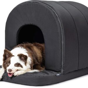 Orthopedic Dog House - Outdoor Waterproof Dog Shelter w/Porch - Indoor Pet House w/Egg-Crate Foam - Cooling - Machine Washable - Ideal for Large Breeds & Fits 36-Inch Crate - 35"x22"