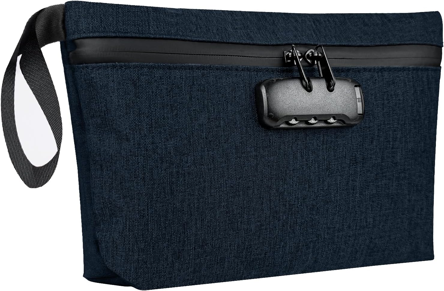 Smell Proof Bag with Combination Lock 12.5 inch x 7.5 inch Waterproof Zipper Organizer for Travel Tote Bag Blue