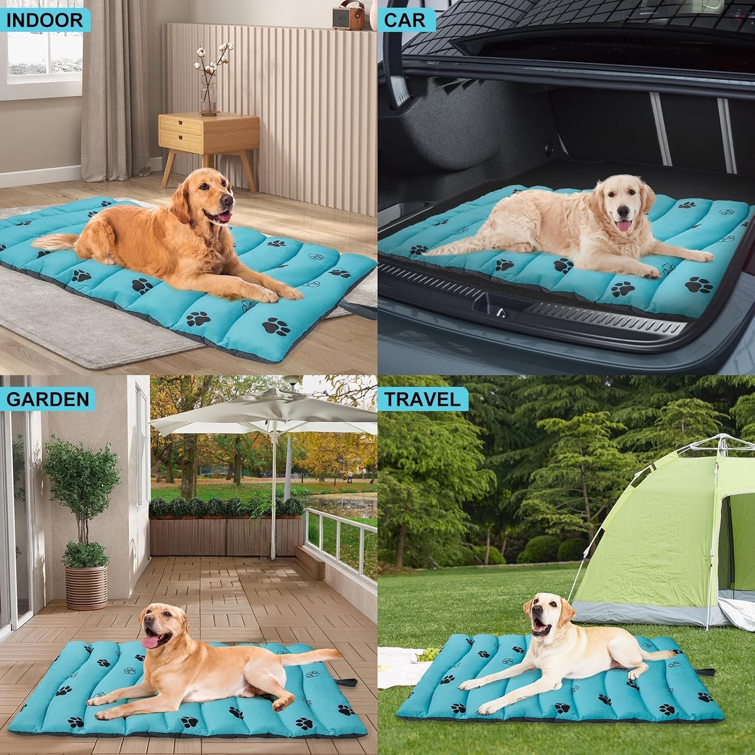 BINGPET Outdoor Travel Dog Bed for Large/Medium Dogs,Portable Waterproof Camping Mat with Carry Bag,Foldable Outside Bed,Machine Washable Indoor Pet Mat for Small,Medium and Large Dogs 35"x51" - Image 6