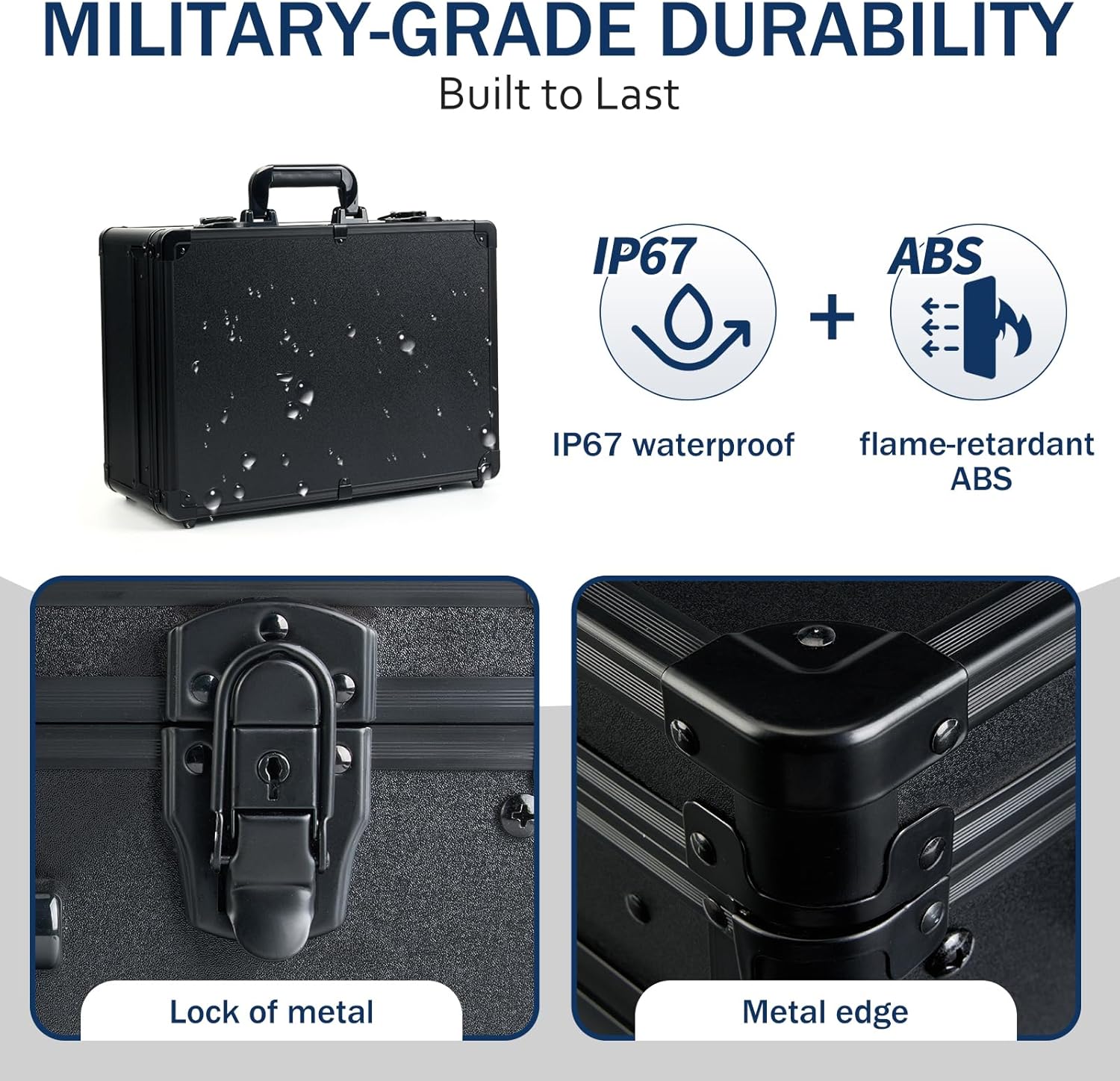 MoyRetty Professional Barber Case, Barber Suitcase 6 Clipper Slots & 8 Shear Holders, 17.13" Portable Aluminum Organizer for Hair Stylists & Pet Groomers-Black - Image 3