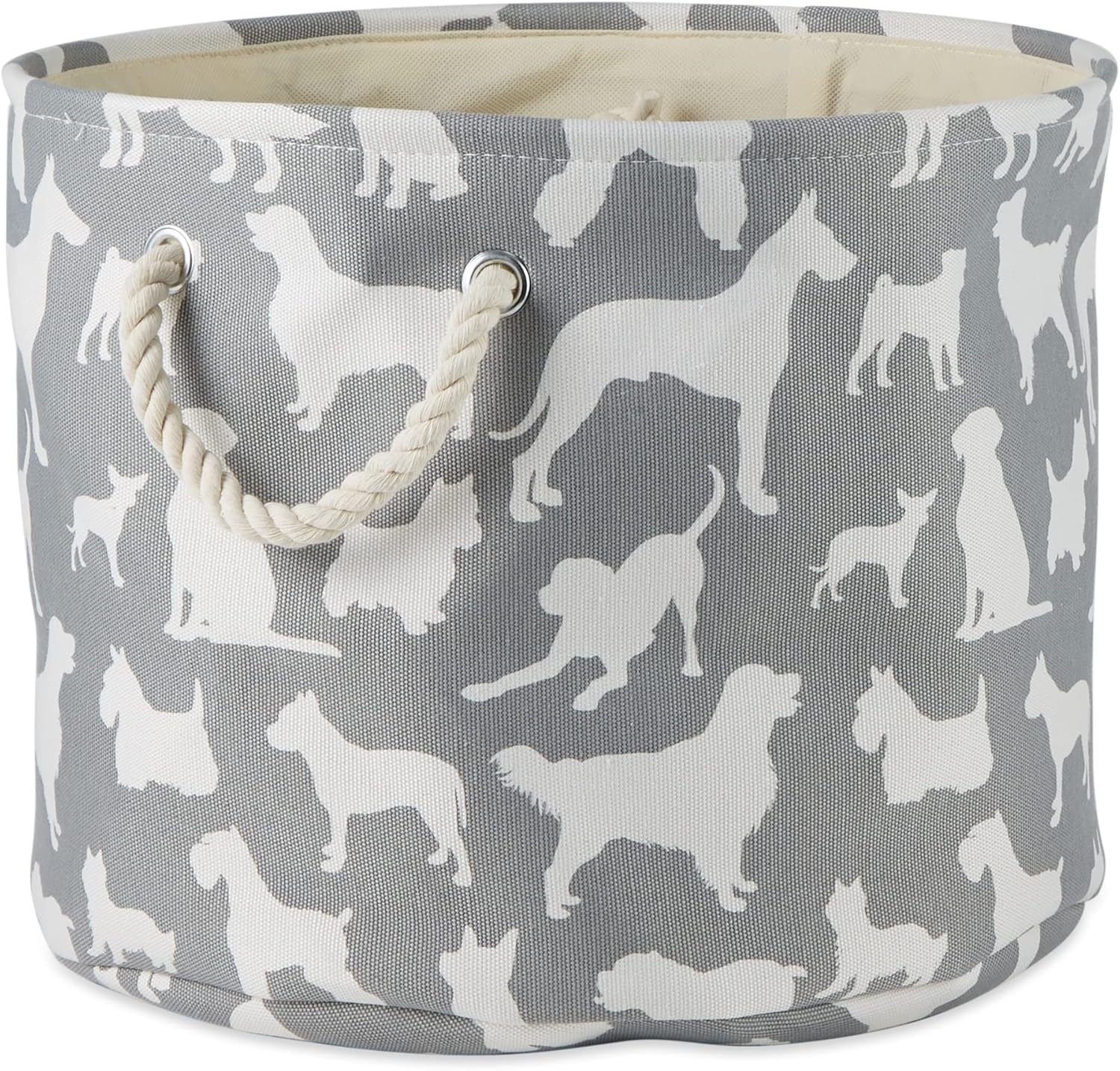 Bone Dry Pet Storage Collection Collapsible Bin, Small Round, 9x12, Gray Dog Show Print - Image 2