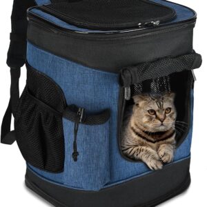 Kritter Planet Pet Carrier Backpack for Cats Dogs, Breathable Pet Backpack with 4 Mesh Window, Portable Pet Carrier for Camping