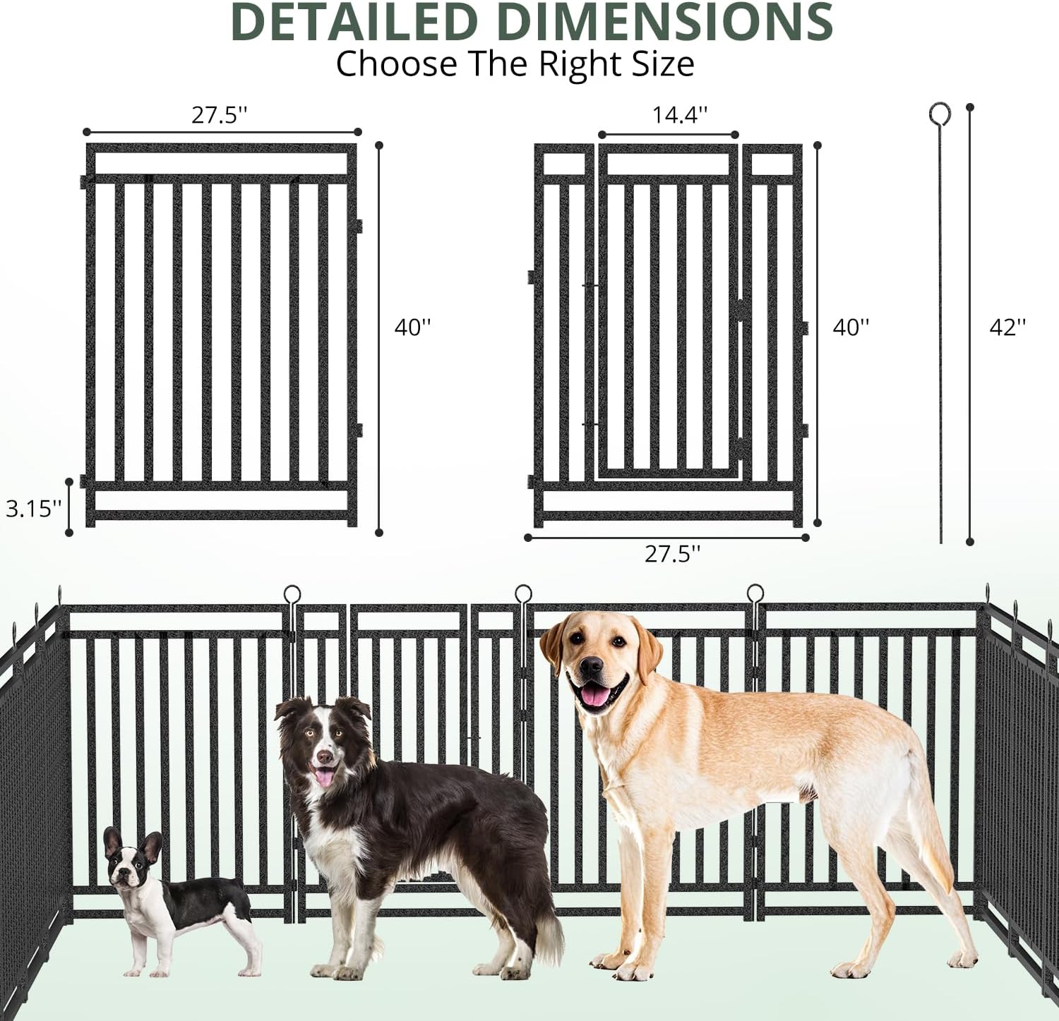 Dog Fence Outdoor Indoor, 40" Inch Height 16 Panels Dog Playpen for Large/Medium/Small Dogs Metal Dog Pen for Yard Camping and RV | Black-Silver - Image 4