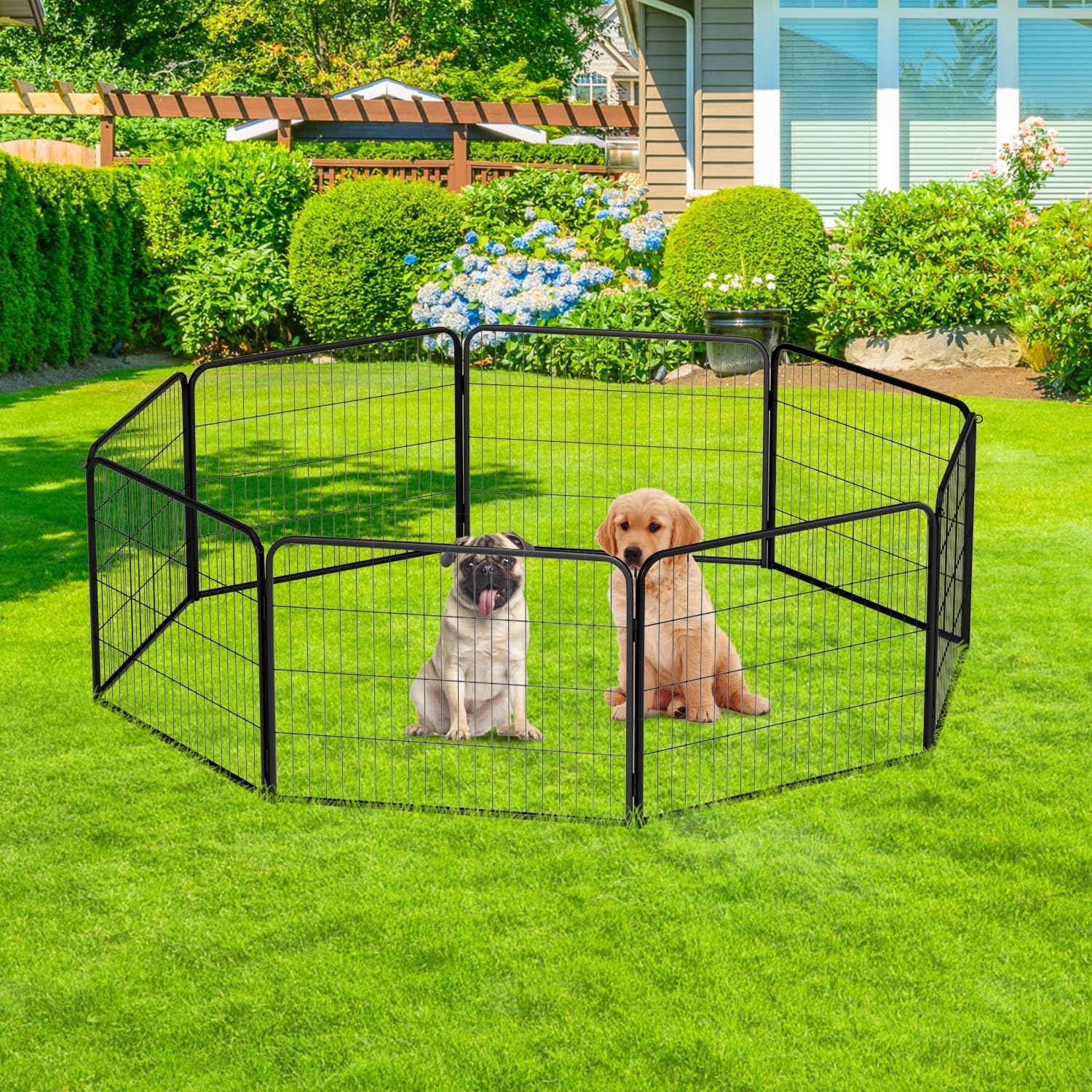 BestPet | Dog Playpen Extender | 24 Inch, 4 Panels | Heavy Duty Metal Pet Exercise Pen | Indoor Outdoor Fence Panels | Rust-Resistant, Removable, Tool-Free Setup | Anti-Skid, Expandable Design - Image 6