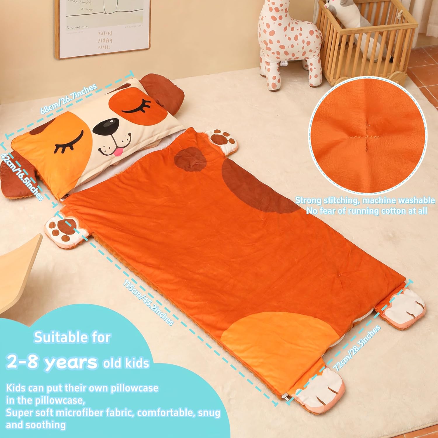 Toddler Nap Mat for Kids Sleeping Mat Napping Mats Slumber Bags Foldable and Portable for Boys Girls Kindergarten Daycare Travel Camping - Image 5