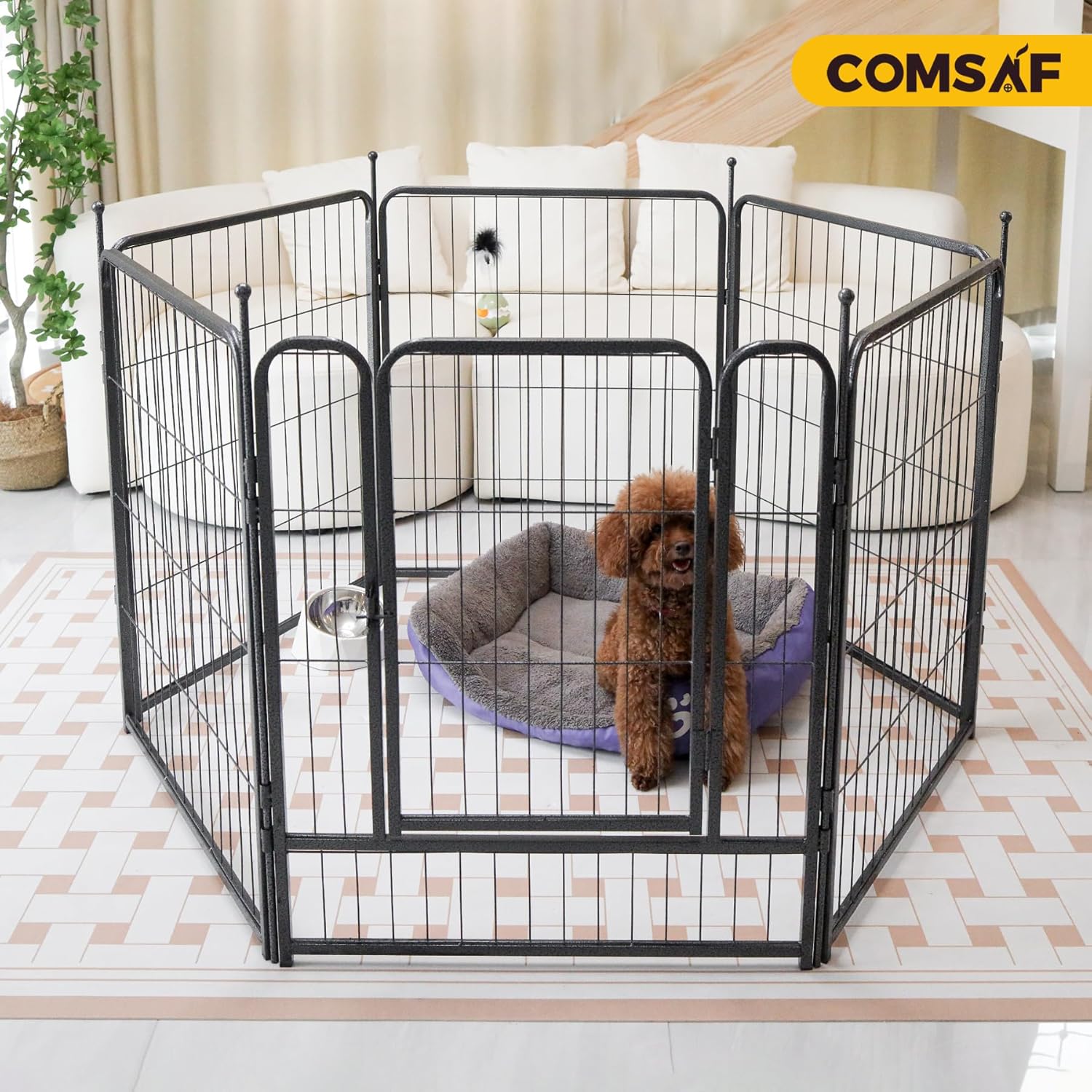 ComSaf Dog Playpen Outdoor, 40" Height 8 Panels Metal Dog Fence,Playpen for Large/Medium Dogs, Portable Dog Playpen for Outdoor - Image 8
