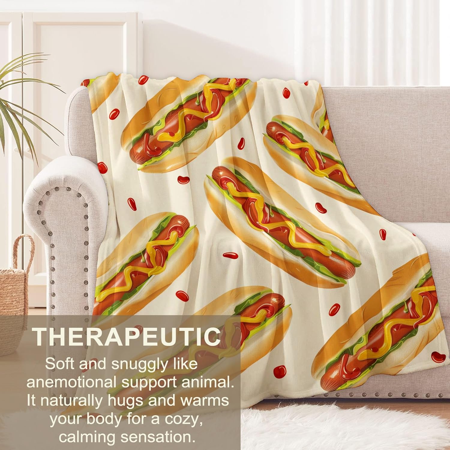 Hot Dog Blanket for Kids and Adults - Soft Lightweight Throw for Sofa, Bed, Traveling, Camping - Gift Idea and Decor - 50x60 Inches - Image 3