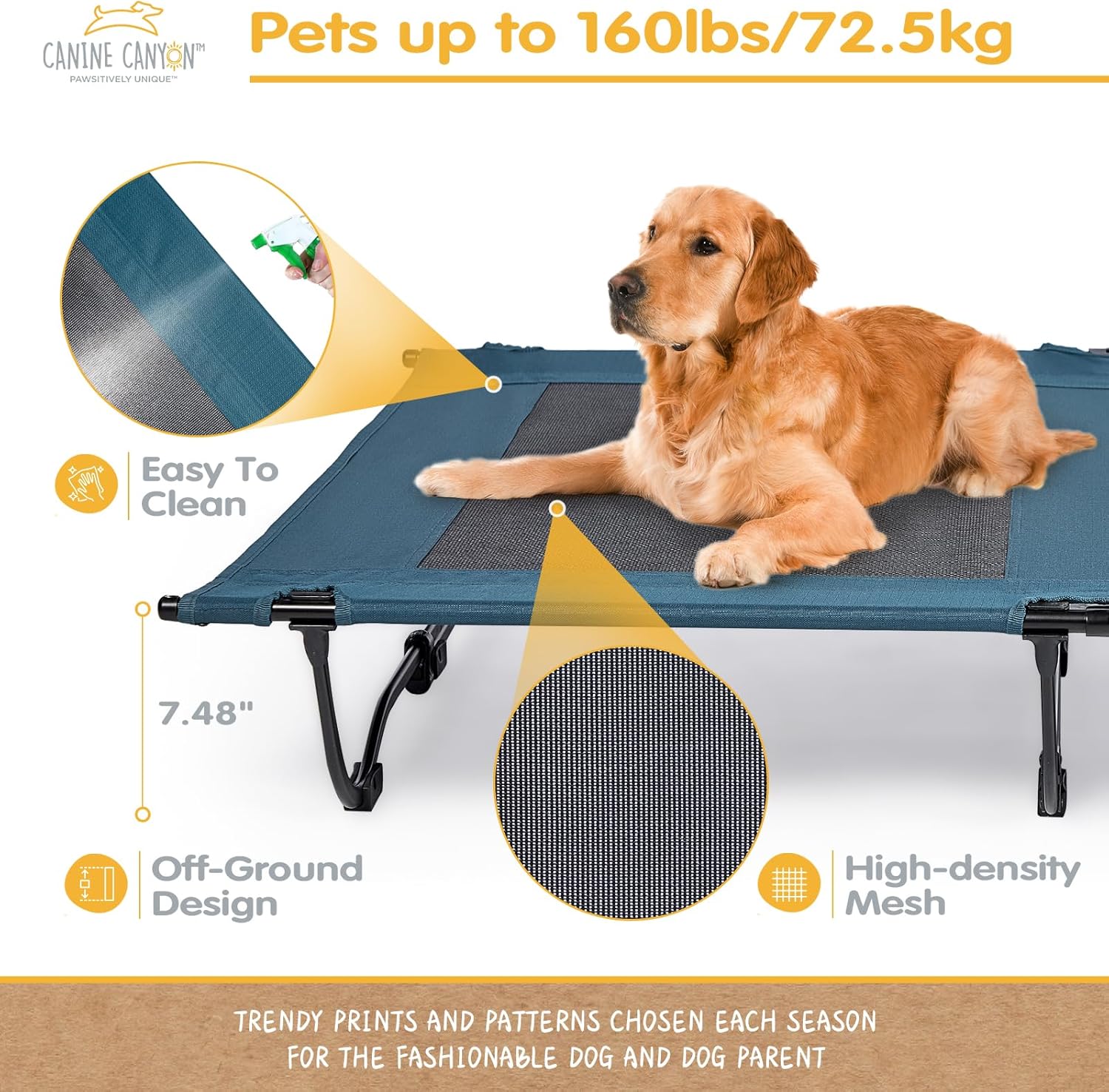 47 Inch Elevated Cooling Large Dog Bed with Removable Canopy, Raised Beds for Large Dogs with Washable Breathable Mesh, Dog Cot for Big Dogs, Indoor/Outdoor Pet Cot with Canopy - Image 3