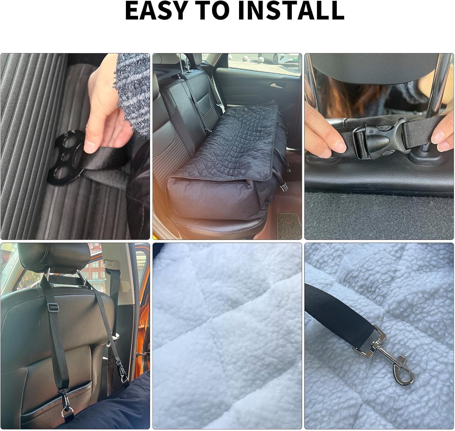 Dog Car Seat for Large/Medium Dog, Washable Pet Car Seat for Dogs Under 100 lbs or 2 Small Dogs,Washable Travel Bed with Thick Cushion and Storage Pockets - Image 6