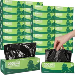 Harloon 6000 Counts Dog Poop Waste Bags 30 Rolls Extra Thick Strong Leak PET Proof Bags Disposable Bulk Universal Doggy Roll Waste Box for Puppy Outdoor Walking Travel(Black,12 x 8 Inches)