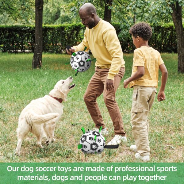QDAN 2 PCS Dog Toys Soccer Ball Set with Straps, Interactive Dog Toys for Tug of War, Puppy Birthday Gifts, Dog Water Toy, Durable Dog Balls for Medium & Large Dogs（6 & 8 Inch） - Image 5