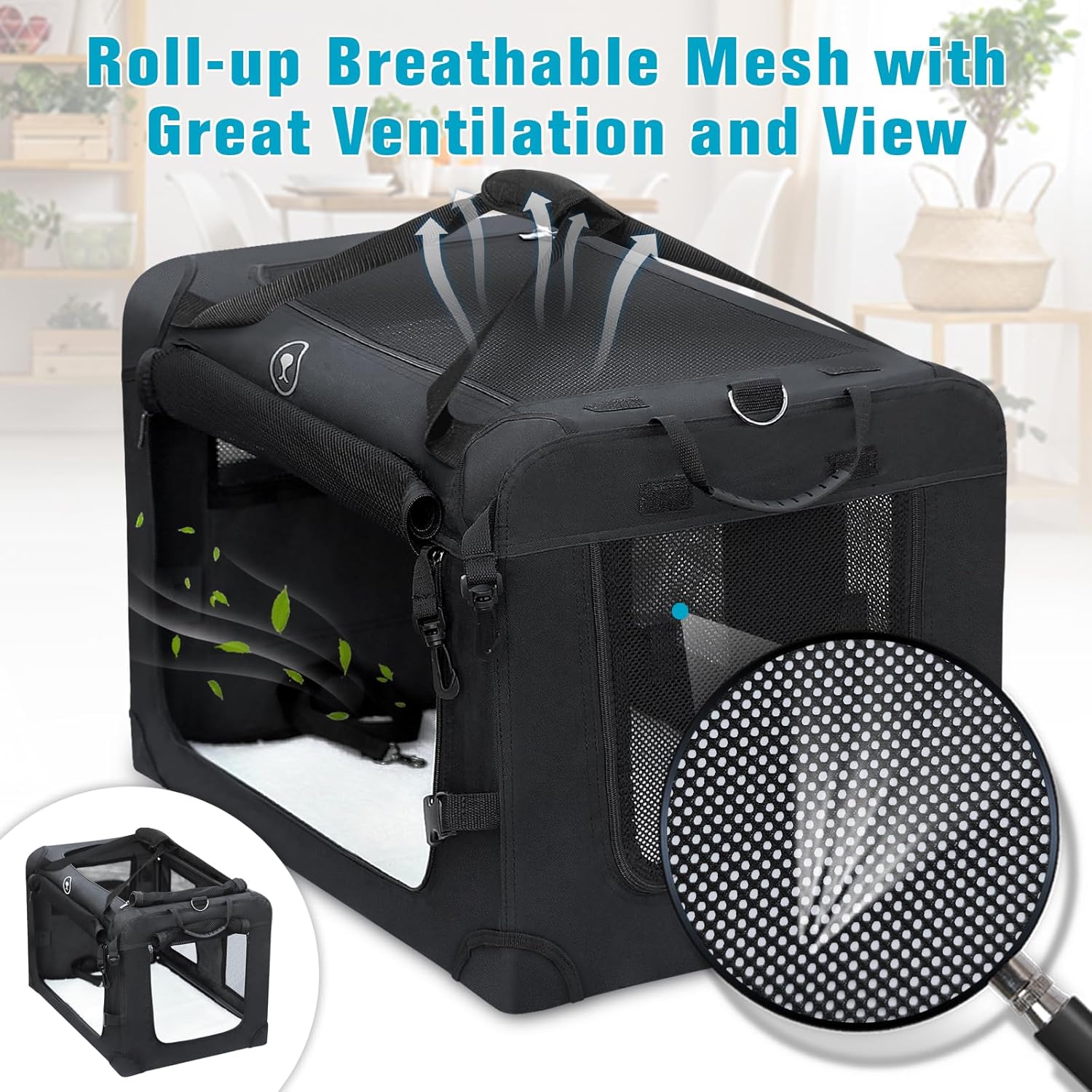 Extra Large Cat Carrier for Car Travel, Pegic Soft Sided Collapsible Pet Carrier for Outdoor and Indoor Uses, Roomy Cat Carrier for 2 Kittens, Large Cat or Puppies Up to 50lbs (Black) - Image 4