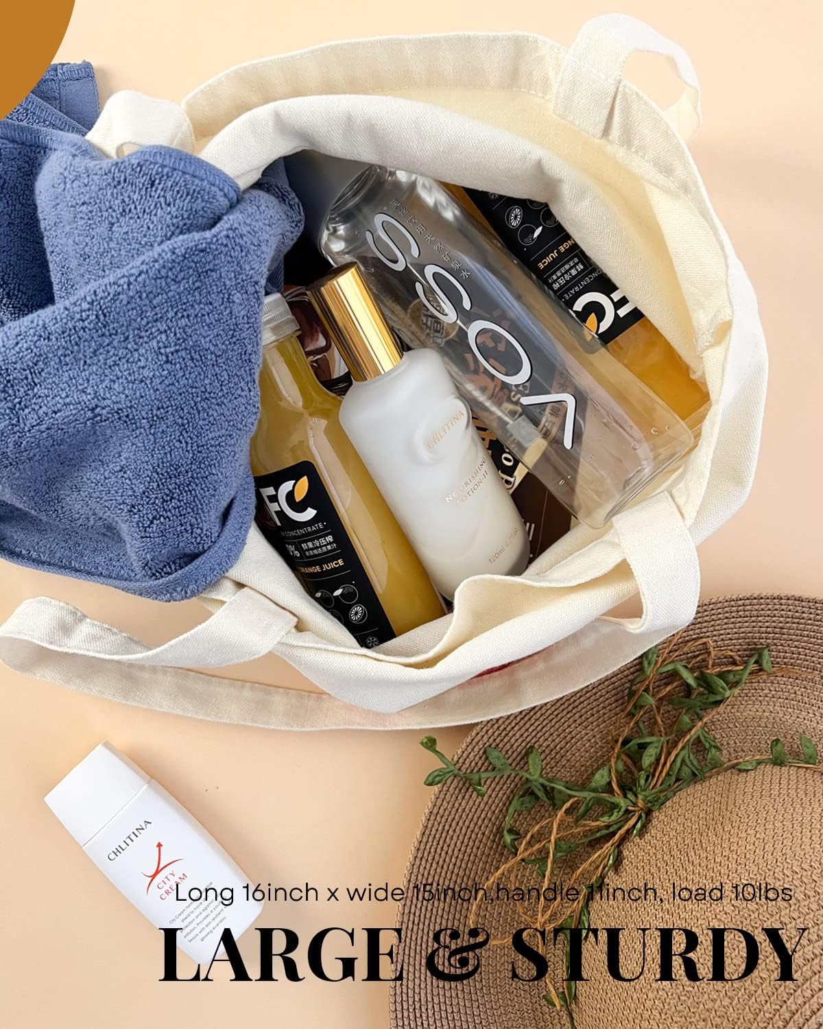 AUSVKAI Canvas Tote Bag Aesthetic for Women, Cute Reusable Cloth Cotton Bags for Shopping Beach Grocery - Image 6