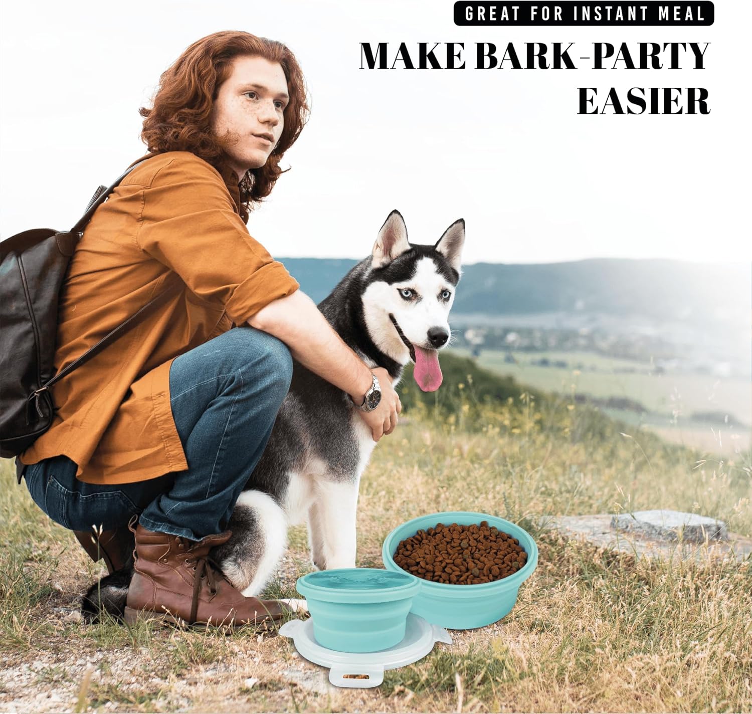 AVERYDAY 45oz Airtight Collapsible Dog Bowls with Lids, 2 Pack Portable Travel Dog Bowls for Large Medium Breeds, Silicone Food and Water Dish, 5.5 Cups Foldable Pet Bowl for Traveling and Camping - Image 8