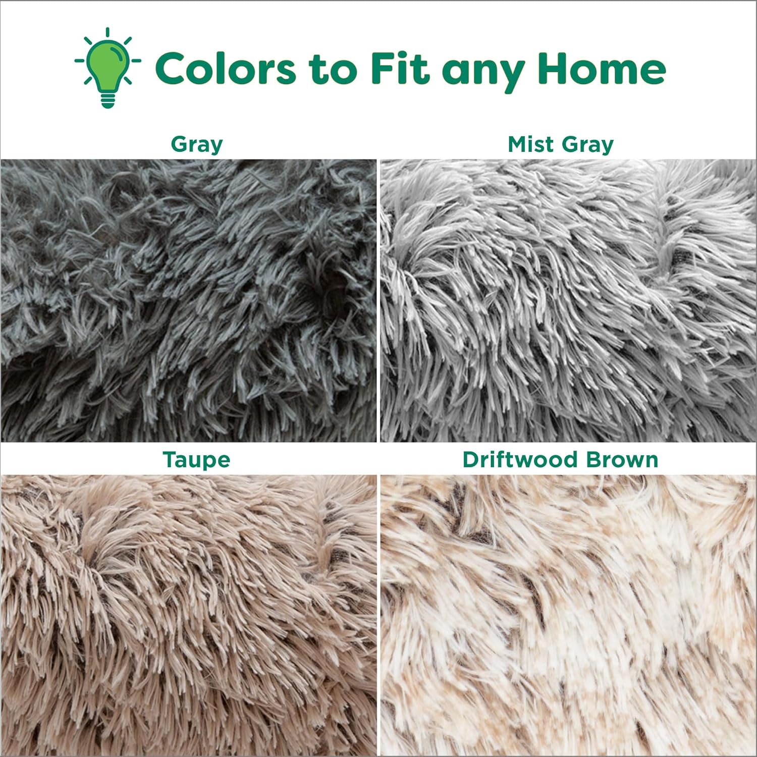 Furhaven 36" Round Calming Donut Dog Bed for Large/Medium Dogs, Refillable w/ Removable Washable Cover, For Dogs Up to 75 lbs - Shaggy Plush Long Faux Fur Donut Bed - Mist Gray, Large - Image 9