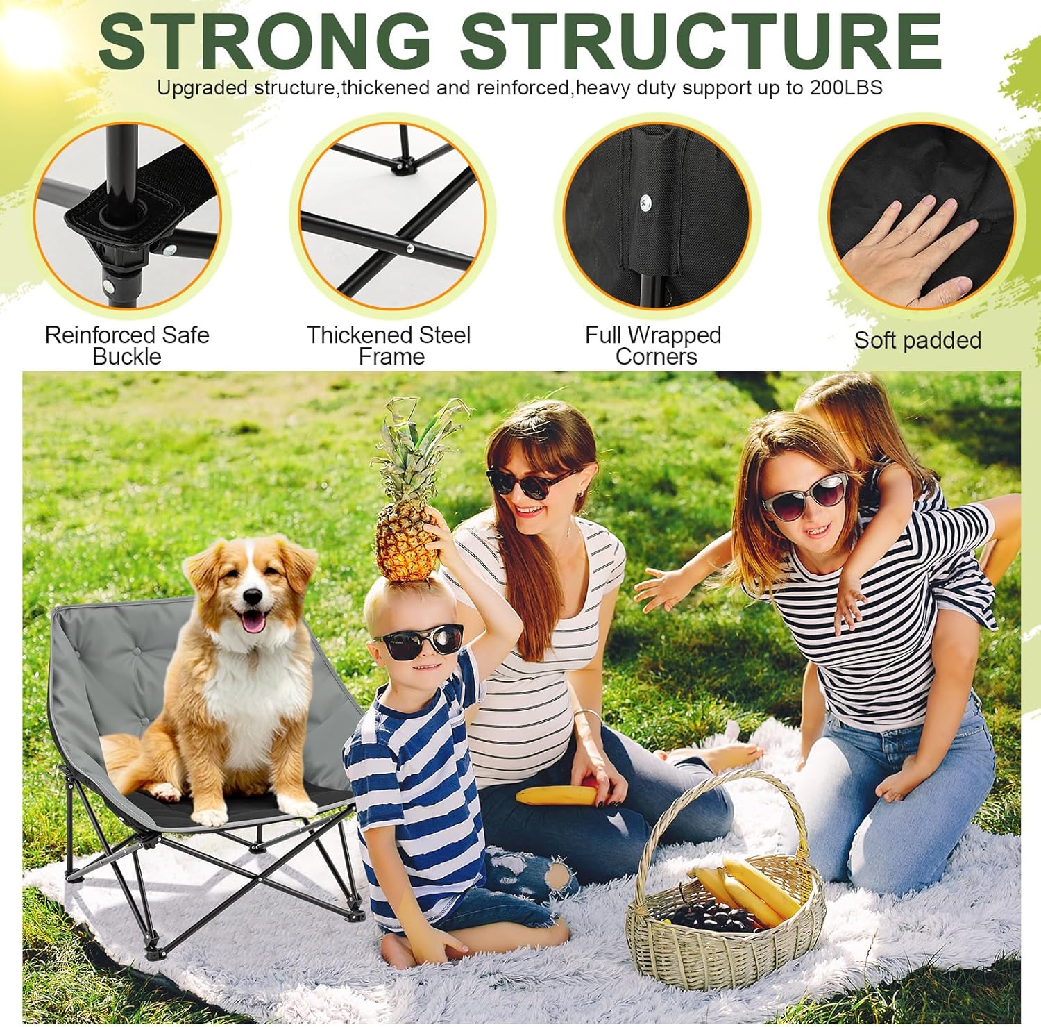 Portable Dog Camping Chairs for Dogs Raised Pet Bed for Outdoor Folding Chair Patio Lazy Puppy Cot Heavy Duty Pet Camping Gear(28x 24 x 22 Inches,Gray) - Image 3
